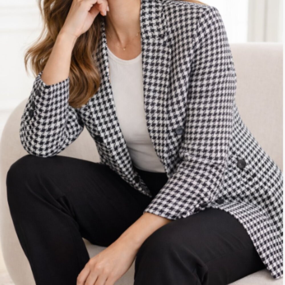 NEW Jessica London 2-Piece Double-Breasted Pantsuit Houndstooth 18W